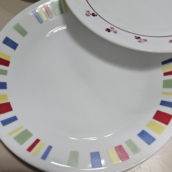 5 Corelle Mismatched  Dessert Plates 6.75" floral heart stripes - Picture 4 of 9